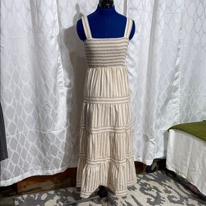 NWOT Elegant Cream Striped Maxi Dress